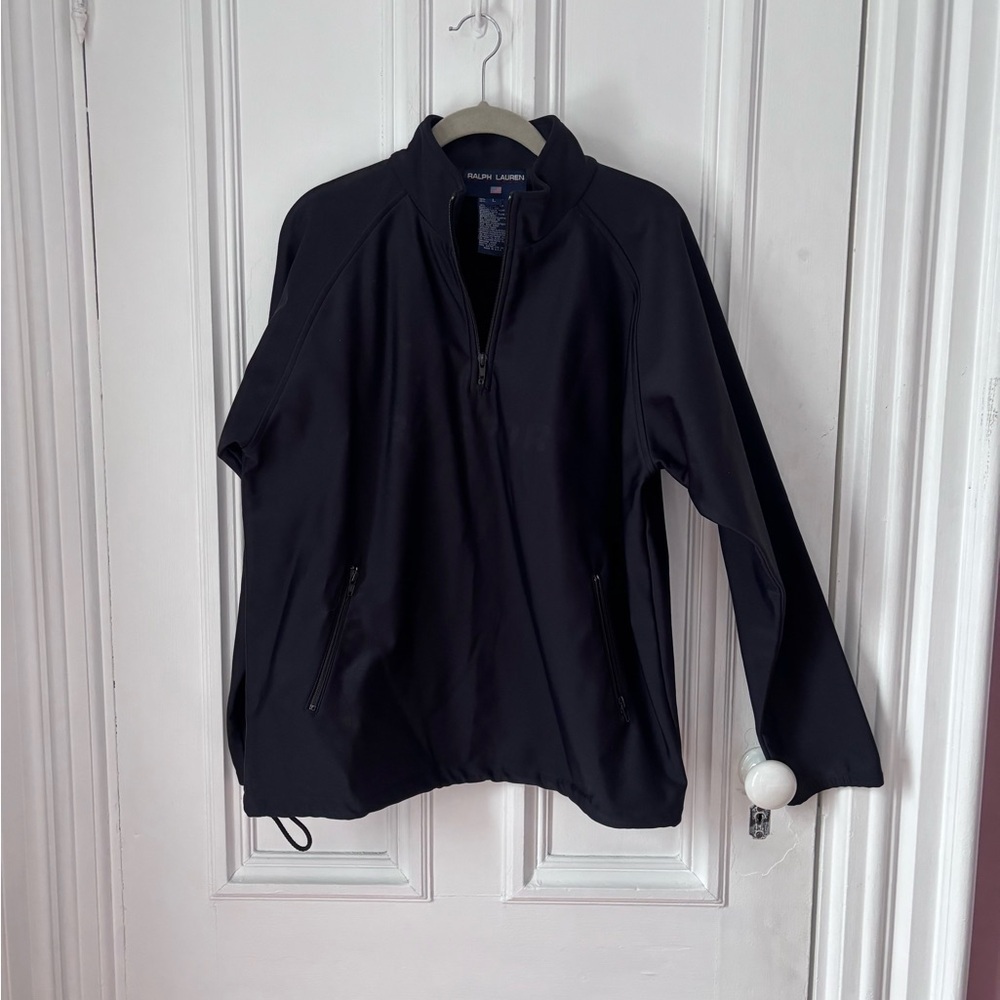 Vintage Women’s Ralph Lauren Half Zip Black Pullover Lined Rain Jacket Large